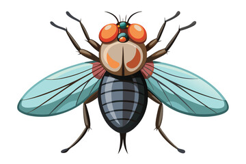 Cartoon Fly with Iridescent Wings and Segmented Body a Detailed Illustration of an Insect