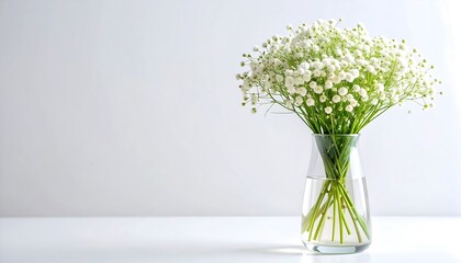 Delicate white flowers in a clear vase