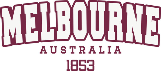 Obraz premium Melbourne Australia Vintage Typography College Varsity for Jersey, T-Shirt, or Wall Art Design - Vector