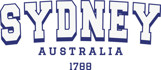 Sydney Australia Vintage Typography College Varsity for Jersey, T-Shirt, or Wall Art Design - Vector