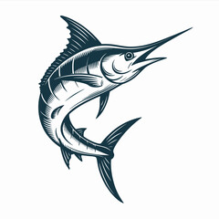 Marlin Fish Illustration Detailed Jumping Swordfish Vector Art for Fishing and Ocean Themes