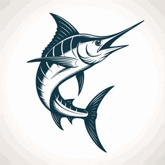 Marlin Fish Illustration Detailed Jumping Swordfish Vector Art for Fishing and Ocean Themes