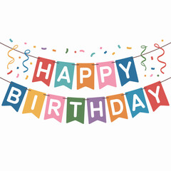 Happy Birthday Banner Illustration Colorful Party Garland Vector Design