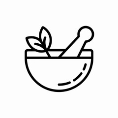 Mortar and Pestle Icon Herbal Medicine Bowl Outline Vector Illustration