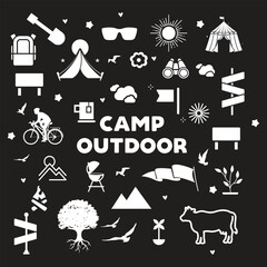 Set of forest camping icons Camping and Outdoors Symbols