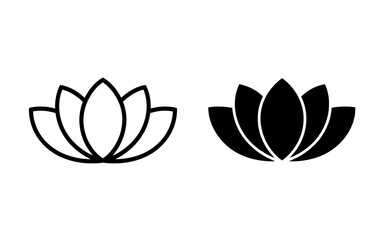 Lotus Flower Icon Set Outline and Solid Spa Wellness Symbol Vector