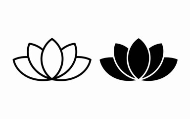 Lotus Flower Icon Set Outline and Solid Spa Wellness Symbol Vector