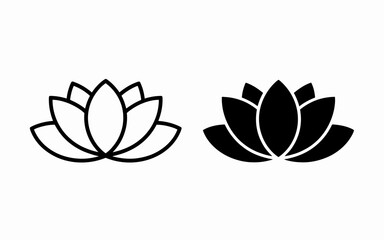Lotus Flower Icon Set Outline and Solid Spa Wellness Symbol Vector
