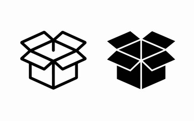 Open Box Icon Set Outline and Solid Packaging Vector Illustration