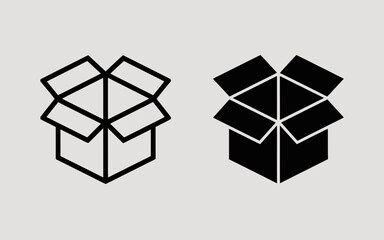 Open Box Icon Set Outline and Solid Packaging Vector Illustration