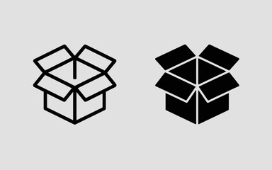 Open Box Icon Set Outline and Solid Packaging Vector Illustration