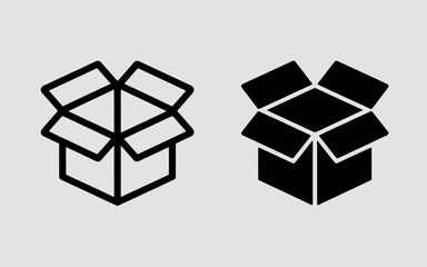 Open Box Icon Set Outline and Solid Packaging Vector Illustration