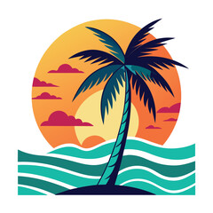 Naklejka premium Palm Tree Silhouette Vector Set for Tropical and Summer Design