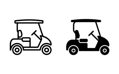 Golf Cart Icon Set Outline and Solid Electric Vehicle Vector