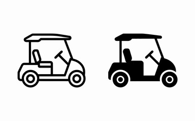 Golf Cart Icon Set Outline and Solid Electric Vehicle Vector