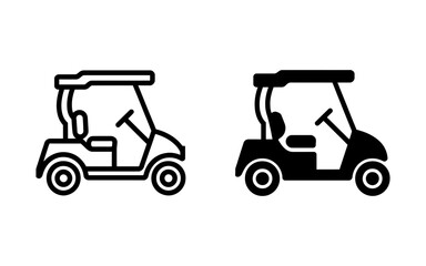 Golf Cart Icon Set Outline and Solid Electric Vehicle Vector