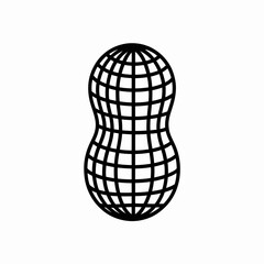 3D Wireframe Peanut Shape Abstract Grid Mesh Vector Illustration