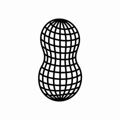 3D Wireframe Peanut Shape Abstract Grid Mesh Vector Illustration