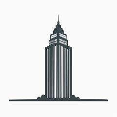 A tall building silhouette with an empty space in the center to place a logo or company name, versatile for a variety of business sectors