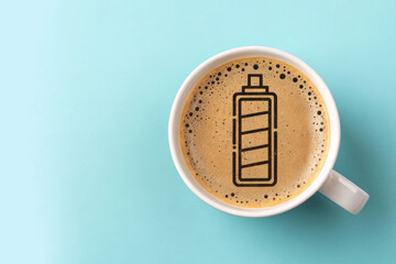 Coffee Cup with Battery Icon Energizing Morning Beverage