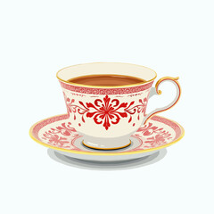cup of tea with saucer on white background