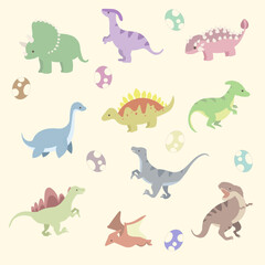 シンプルでかわいい恐竜のイラスト詰め合わせセット