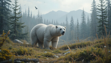 polar bear in the forest 4k pc wallpaper