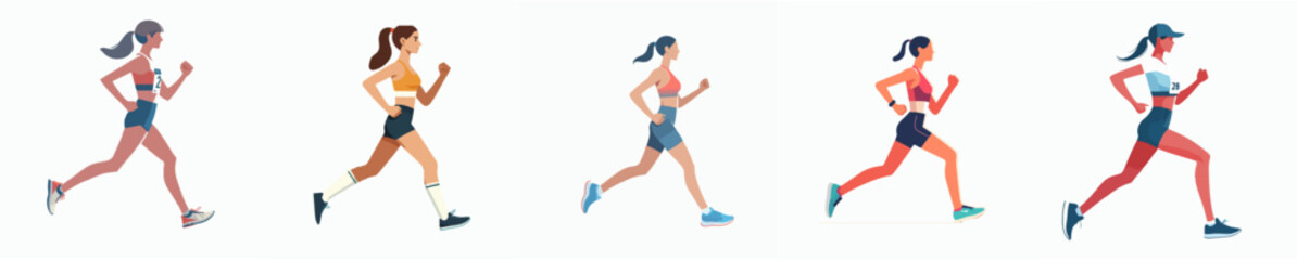 vector of a female running a marathon