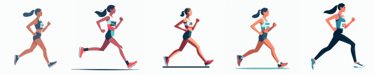 vector of a female running a marathon