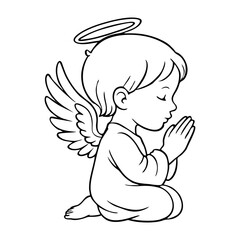 Outline Drawing of Praying Angel 
