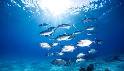 Fototapeta premium School of fish in deep blue water