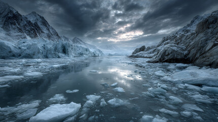 Fototapeta premium Dramatic photo represents melting glaciers ice caps impacts of global warming on polar regions Icebe