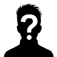 Anonymous person with a question mark, representing uncertainty and identity, what is the answer?
