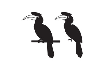 Hornbill Bird Silhouette Vector Set Simple Hornbill Bird Graphic