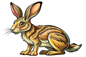Alert and Agile Hare Ready to Spring into Action Vector Art Illustration