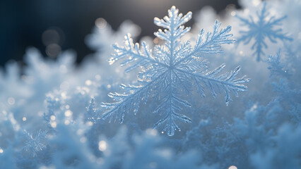 Intricate snow crystal design. Ultra realistic snowflake details. Beauty of unique ice crystals. Exploring snowflake patterns in nature.