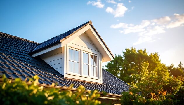Elegant architecture showcasing a house facade with a dormer window and tile roof