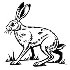Elegant Hare Artwork An Illustration of Wildlife and Nature's Beauty in Black and White