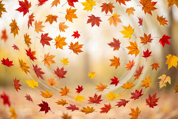 Autumn Maple Leaves Swirling Fall Colors Background