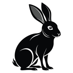 A Stylish Black Jackrabbit Illustration with Elegant Lines and Striking Contrast a Symbol of Speed and Agility