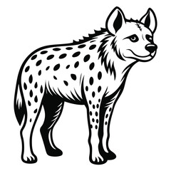 Striking Black and White Hyena Illustration A Majestic Mammal with Distinctive Spots and a Powerful Build