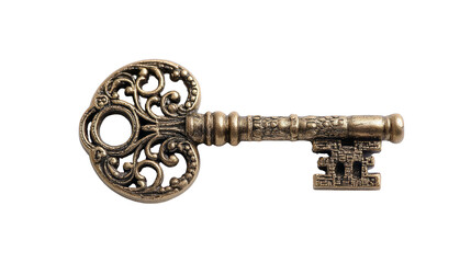 Vintage ornate key with intricate design isolated transparency isolated, transparent background
