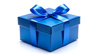 Blue gift box with ribbon