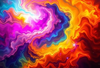 Fototapeta premium Abstract swirling cosmic nebula, vibrant colors, ethereal glow, celestial, purple