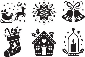 Fototapeta premium Winter Christmas Ornament Silhouette SVG