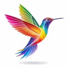 Fototapeta premium Vibrant Rainbow Hummingbird Artistic Bird Illustration for Design Projects