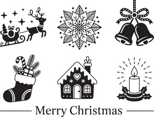 Fototapeta premium Holiday Bell Reindeer Mug Icon Bundle