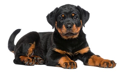 Obraz premium Adorable Rottweiler puppy lying down