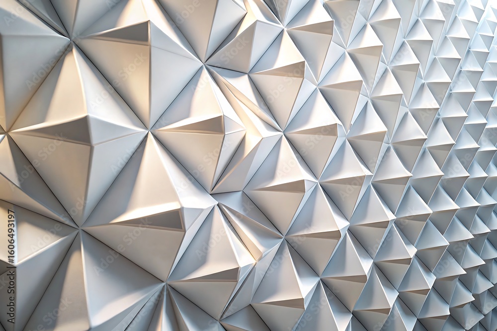 Fototapete abstract white geometric background with triangular shapes and dynamic lighting
