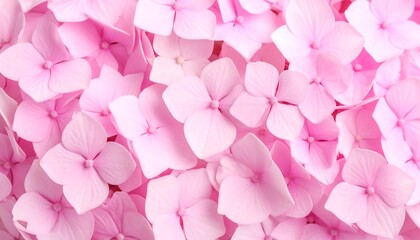 Elegant close-up of vibrant pink hydrangea flowers creates a soft background